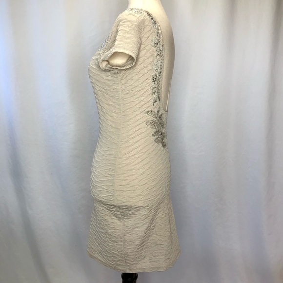 Free People Bringing Sexy Back champagne bodycon dress beaded open back size xs - Picture 6 of 11